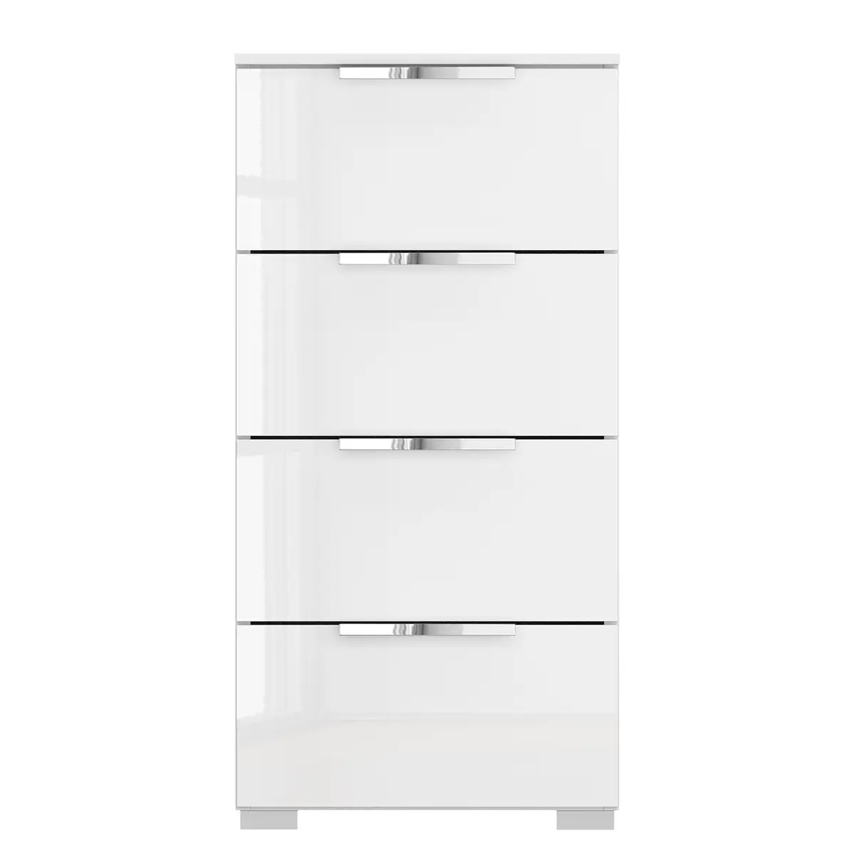 Kommode x4 40cm Weiß/Hochglanz Weiß/Alpinweiß Chrom | Weiß
