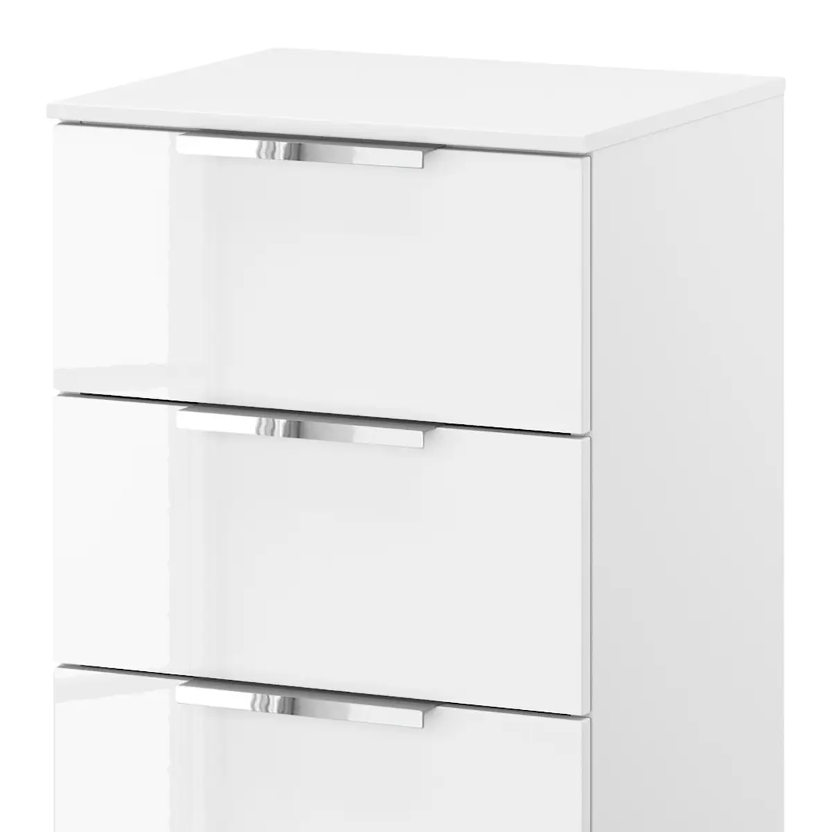 Kommode x4 40cm Weiß/Hochglanz Weiß/Alpinweiß Chrom | Weiß
