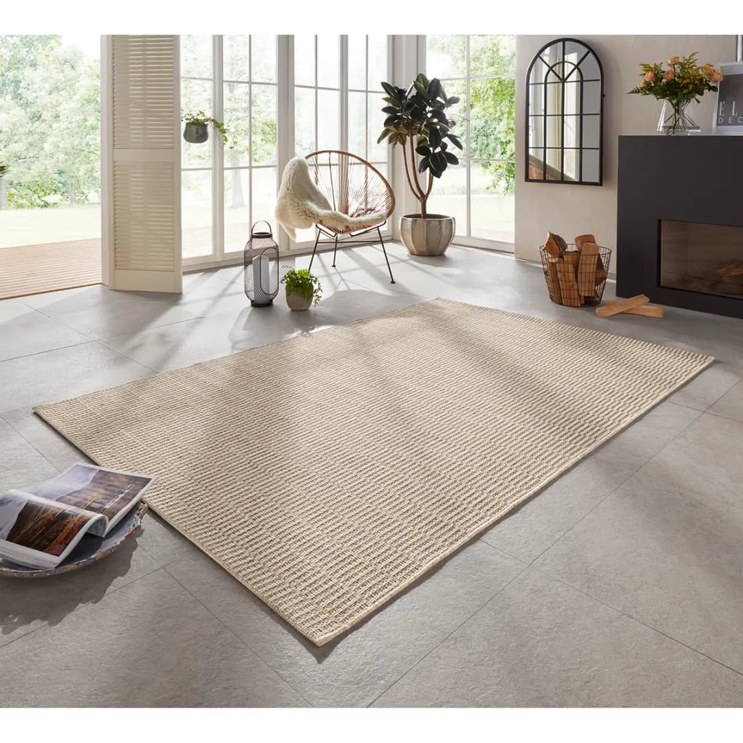 In-/Outdoorteppich Dreux Beige/Beige Webstoff 120 x 170cm