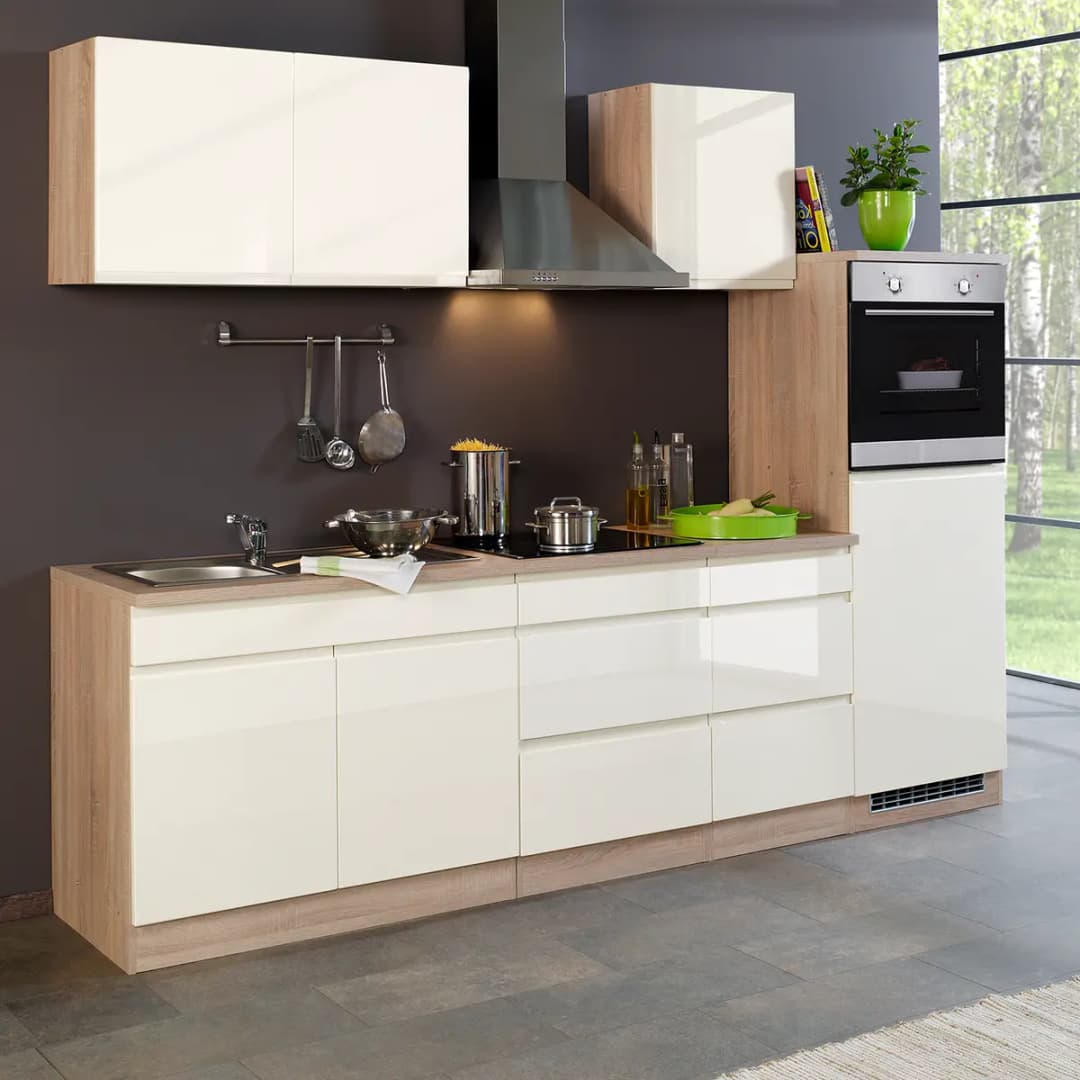 Hängeschrank Cardiff I 50cm Beige/Hochglanz Creme/Eiche Sonoma Dekor