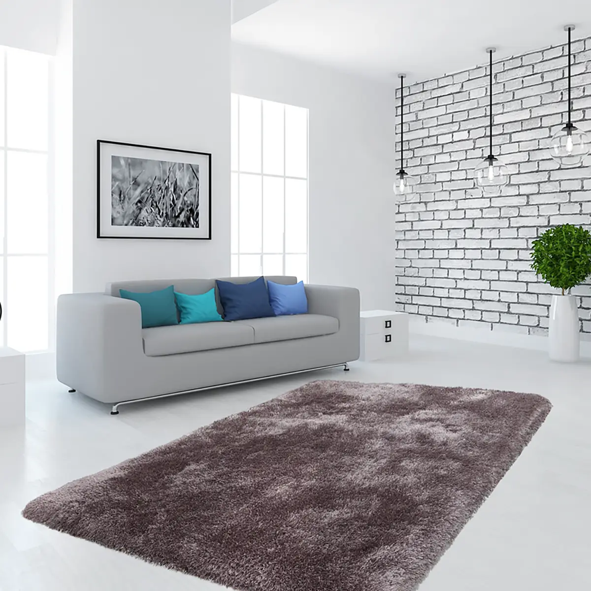 Hochflorteppich Cosy 110 | Silber