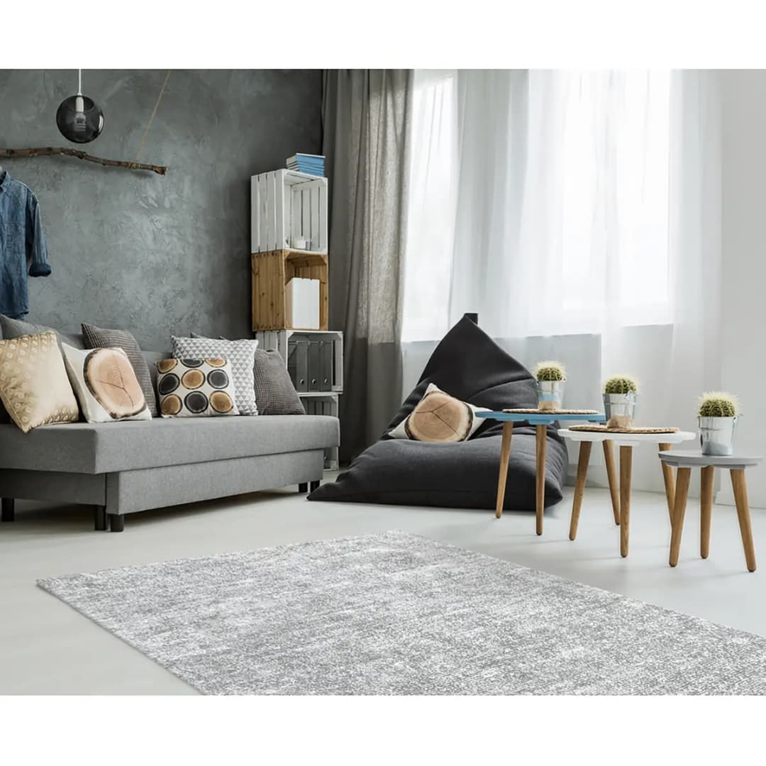 Kurzflorteppich Etna 110 Grau/Silber/Grau 170 x 120cm Webstoff