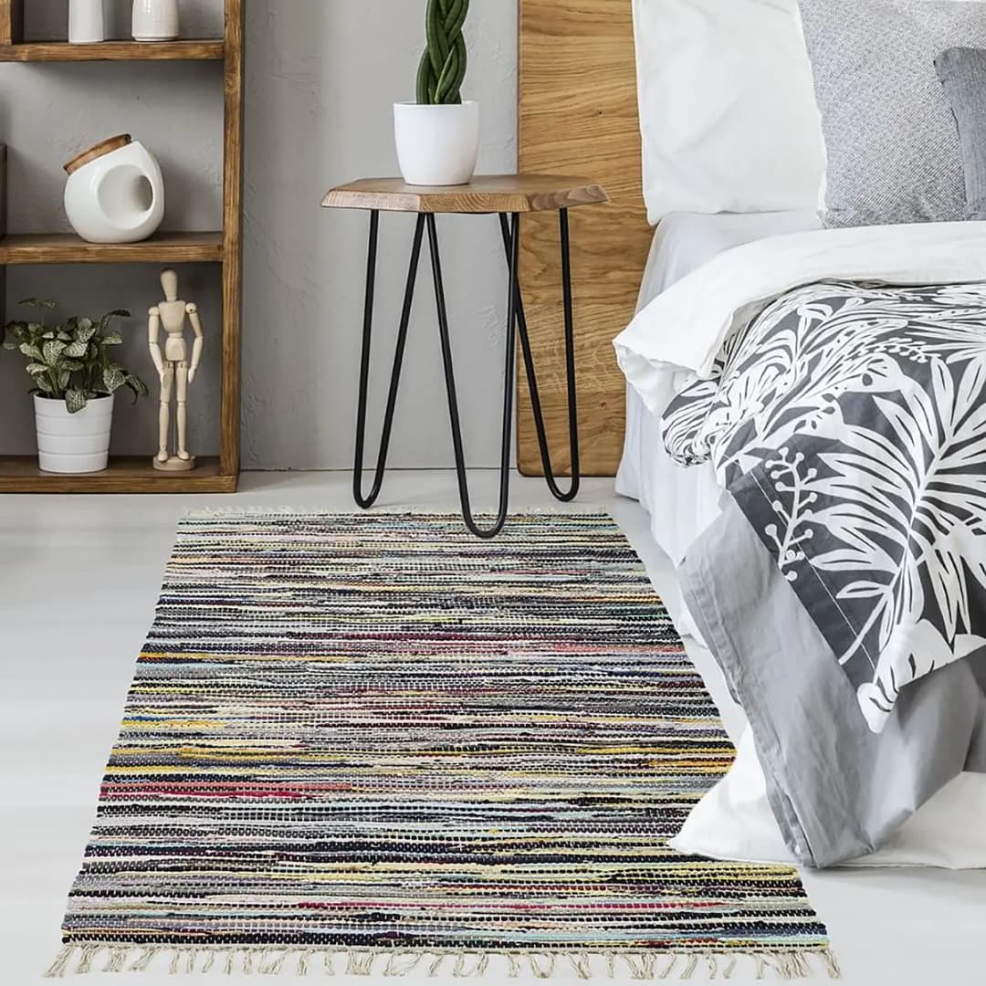 Wollteppich Multi Multicolor 90 x 160cm Baumwollstoff