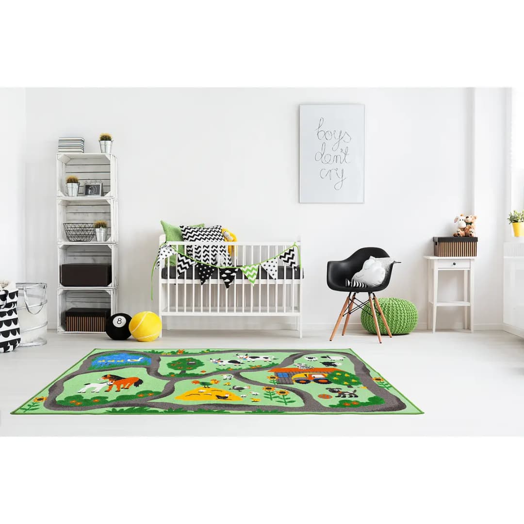 Kinderteppich Bauernhof | Mehrfarbig