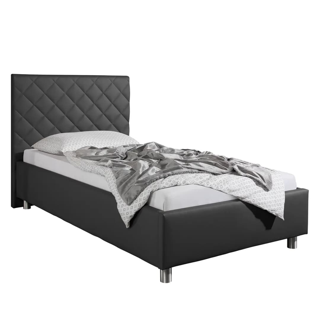 Polsterbett Groven 140 x 200cm Kunstleder Grau/Anthrazit | Grau