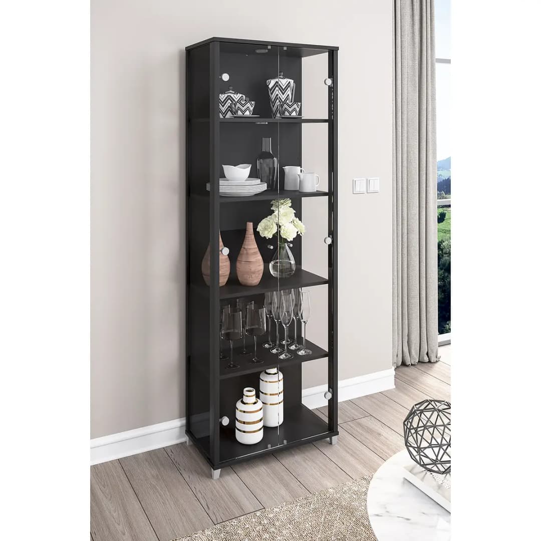 Vitrinenschrank 58cm Schwarz/Schwarz | Schwarz