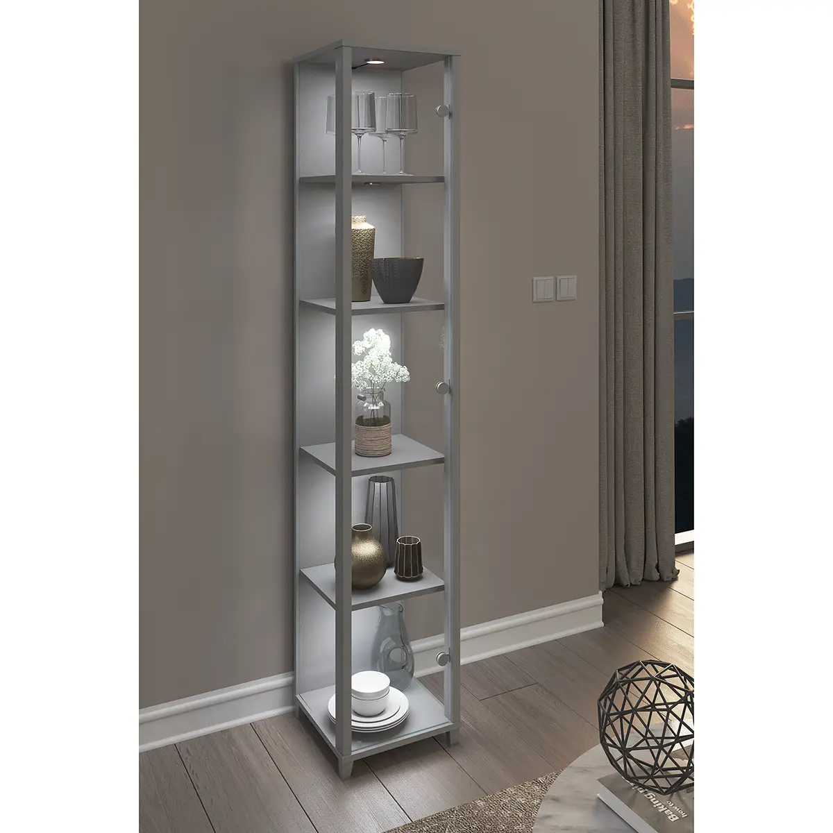 Vitrinenschrank 32cm Silber/Silber | Silber