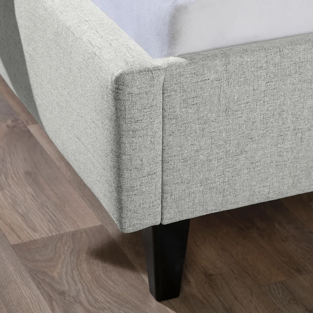 Polsterbett Torvik 100 x 200cm Strukturstoff Grau/Kies | Grau