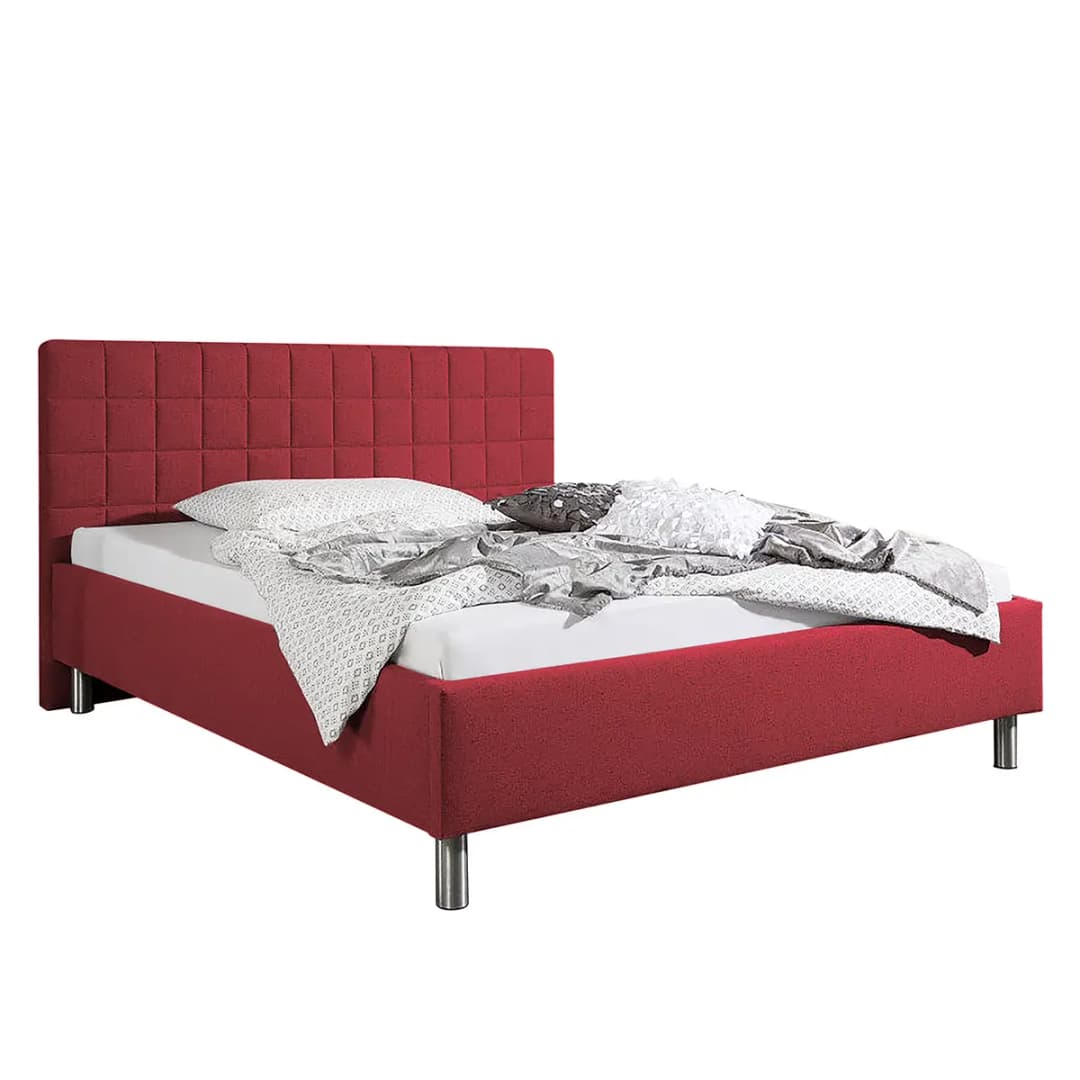 Polsterbett Ulven 180 x 200cm Strukturstoff Rot/Weinrot | Rot