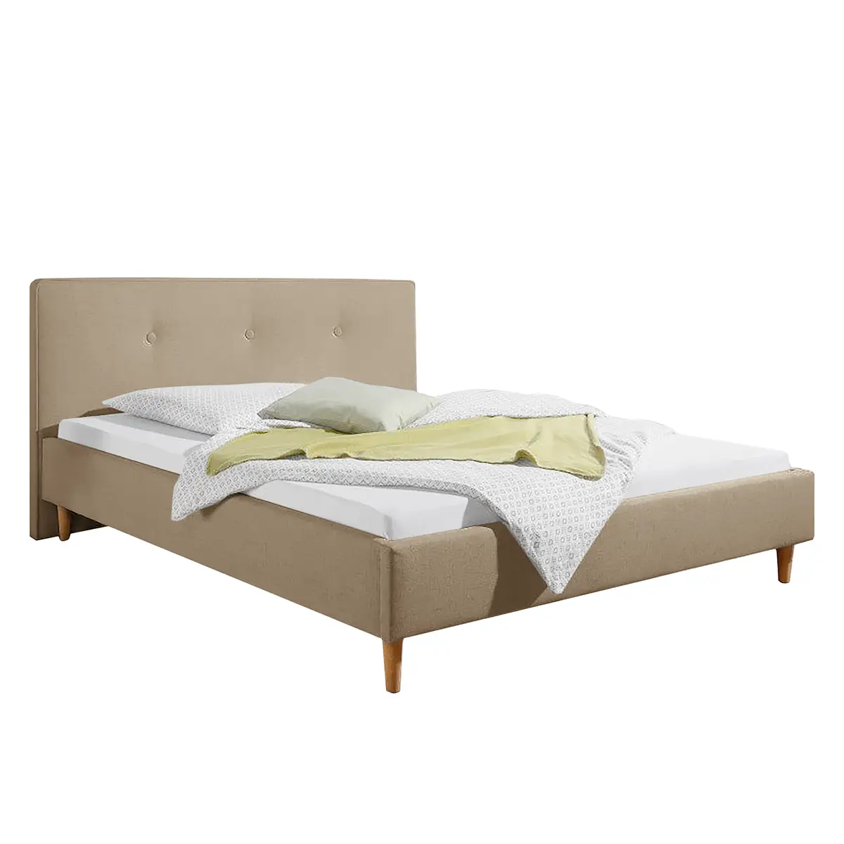 Polsterbett Mosvik 200 x 200cm Strukturstoff Braun/Hellbraun