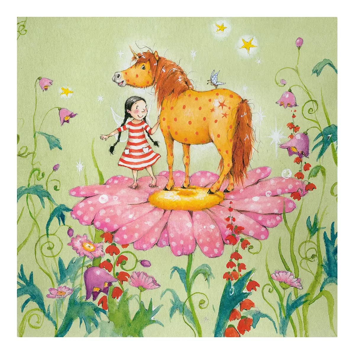 Bild Das Zauberpony auf der Blüte 60 x 60cm Multicolor