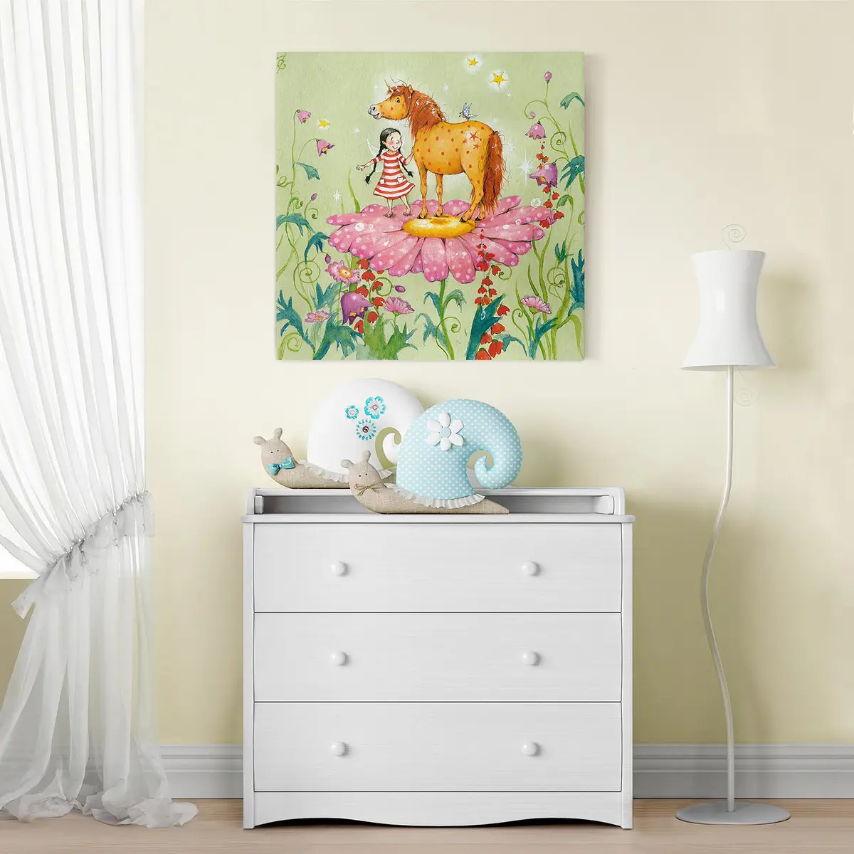 Bild Das Zauberpony auf der Blüte 60 x 60cm Multicolor
