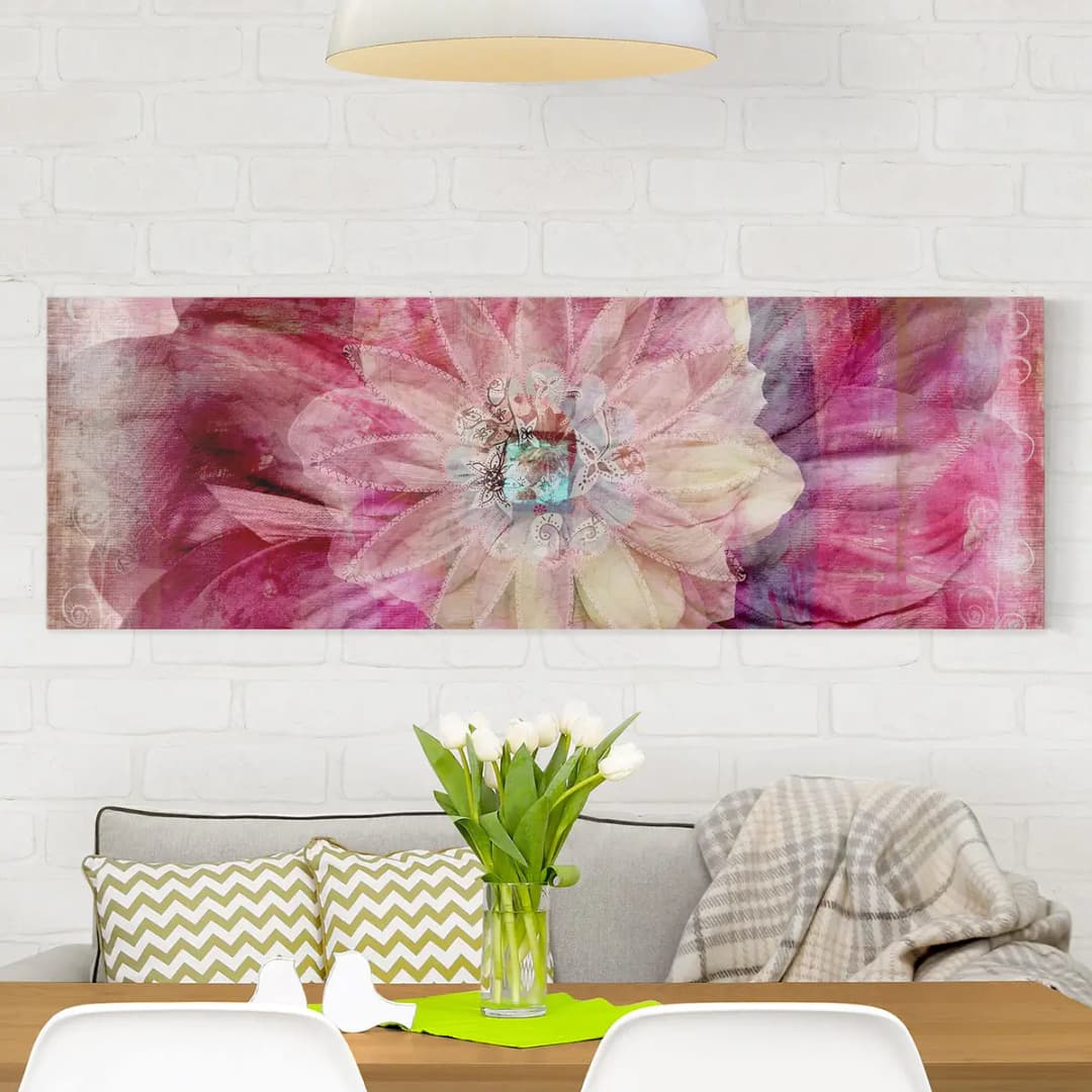 Bild Grunge Flower 120 x 40cm Multicolor | Mehrfarbig