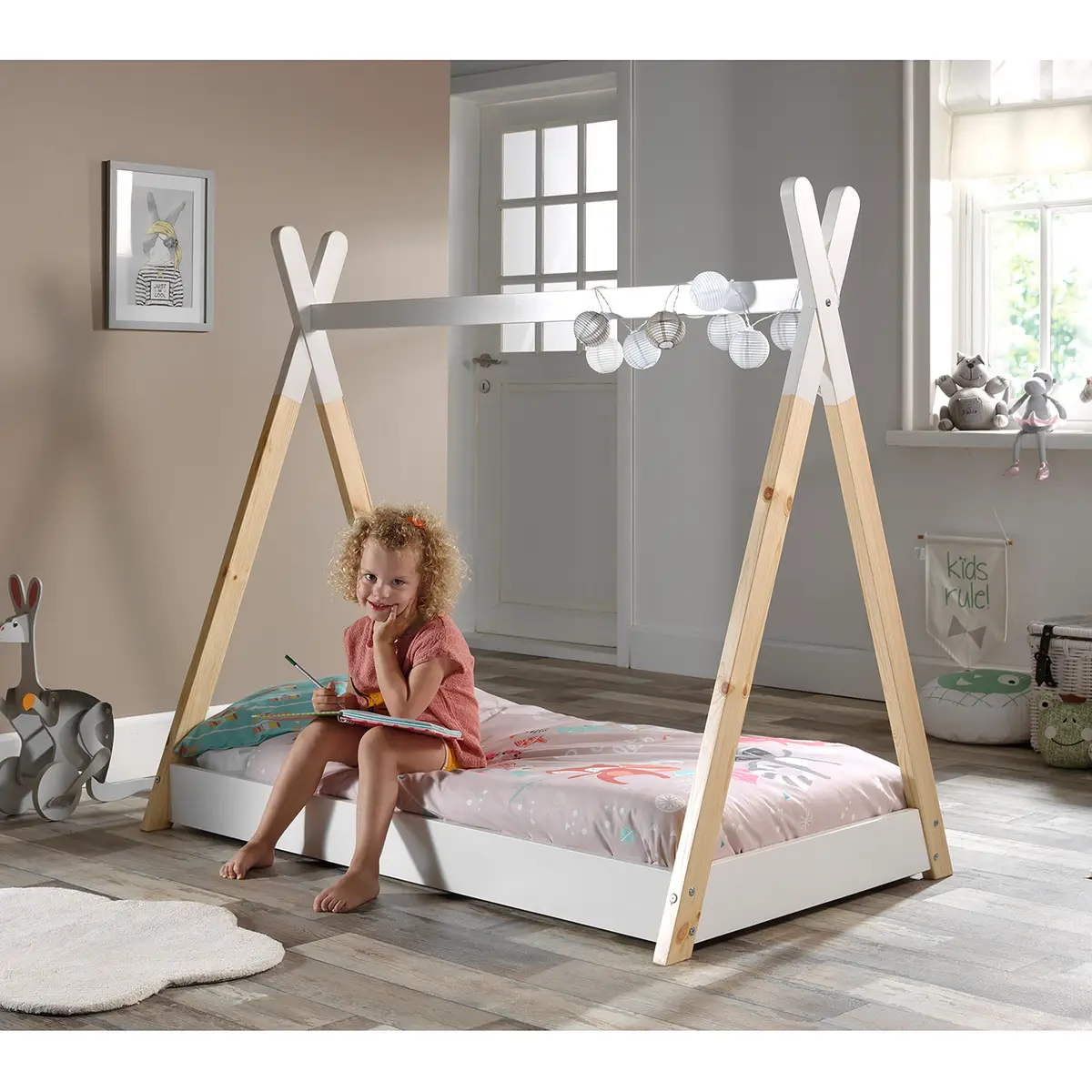 Zeltbett 70 x 140cm mit Lattenrost Braun | Braun