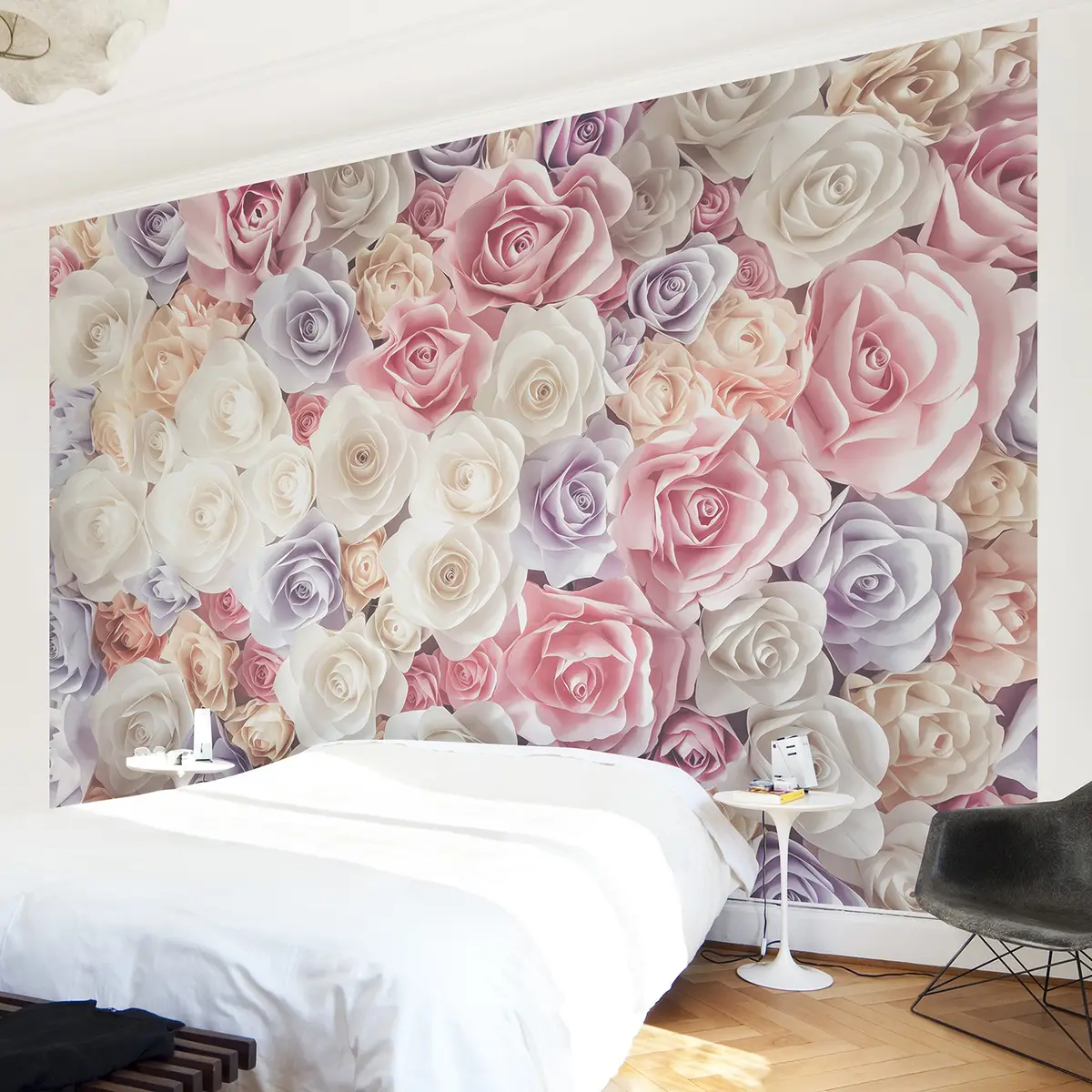 Vliestapete Pastell Paper Art Rosen | Mehrfarbig