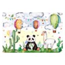 Vliestapete Panda & Lama Aquarell | Mehrfarbig