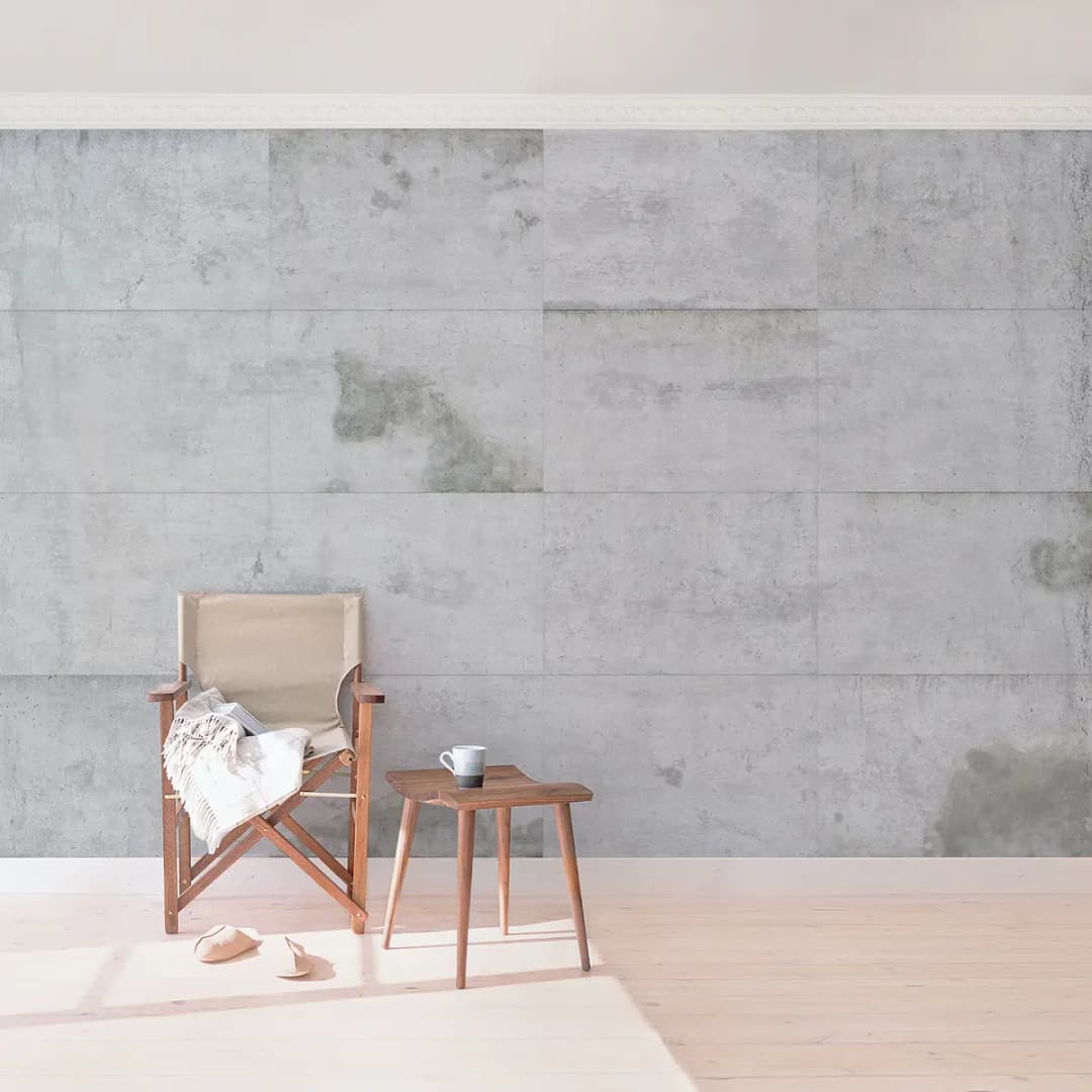 Vliestapete Große Betonplatten | Grau