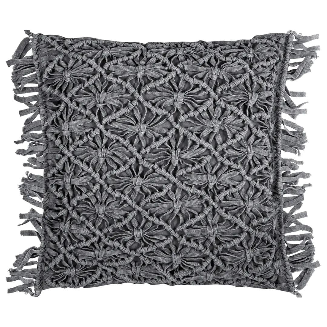 Kissenbezug Fringe Grau/Grau 45 x 45cm | Grau