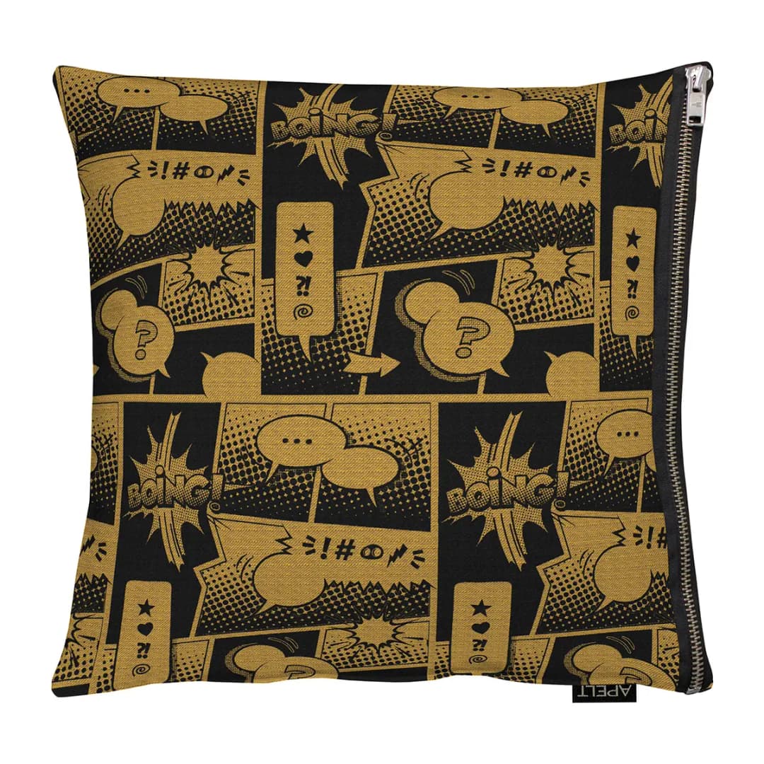 Dekokissen Comic Messing/Schwarz 45x45cm | Mehrfarbig