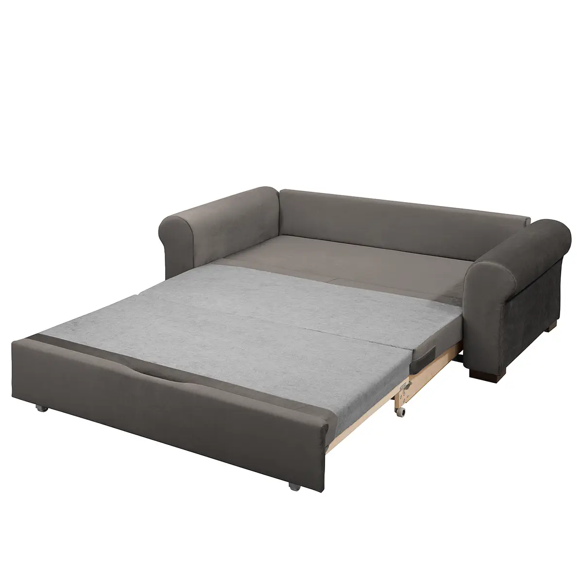 Schlafsofa Country Deluxe Grau/Braun Samt Krysia 205cm | Grau
