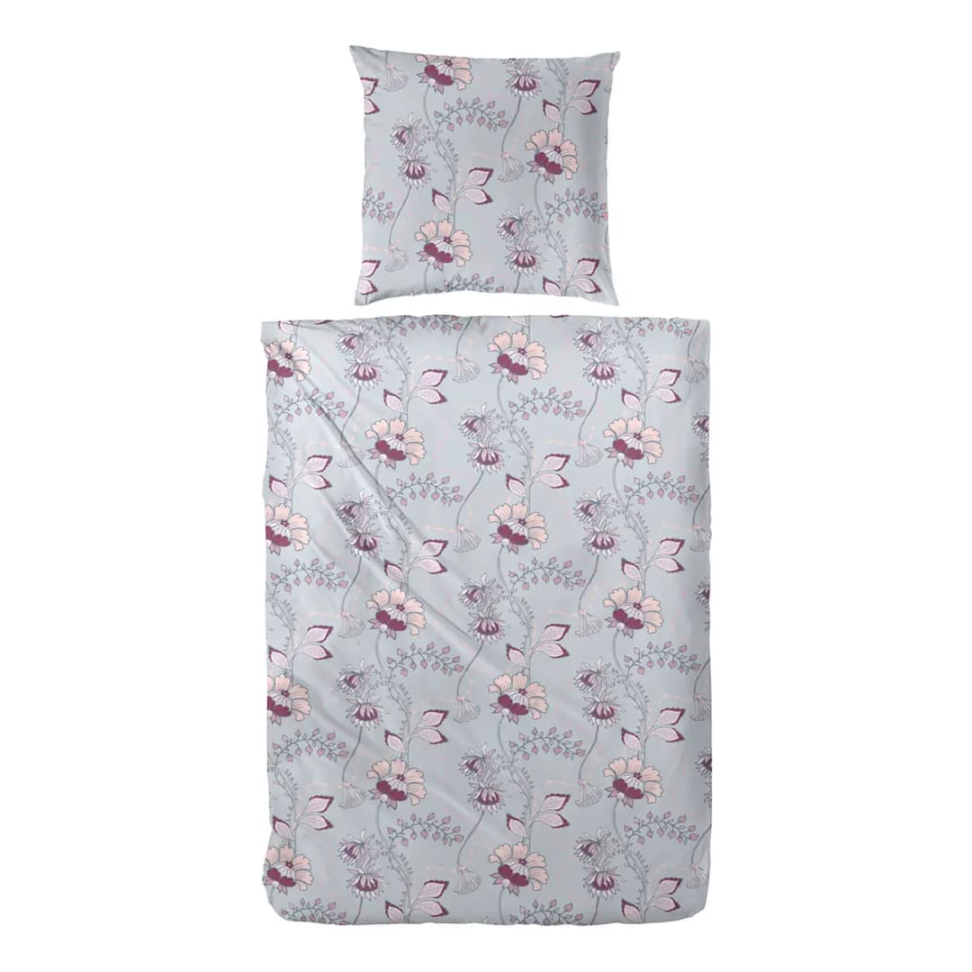 Feinbiber-Bettwäsche Elegant Flower | Grau