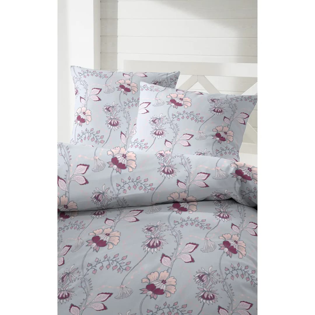 Feinbiber-Bettwäsche Elegant Flower | Grau