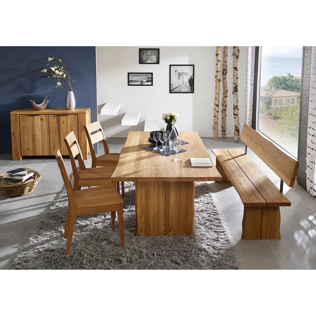 Sitzbank mit Rücken 220cm Braun | Braun