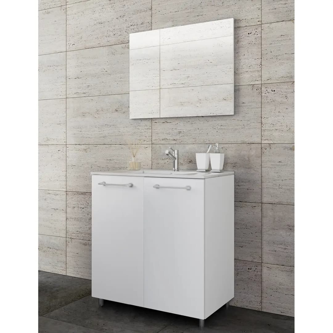 Badezimmerset Melville V 3-teilig 80cm Weiß/Weiß | Weiß