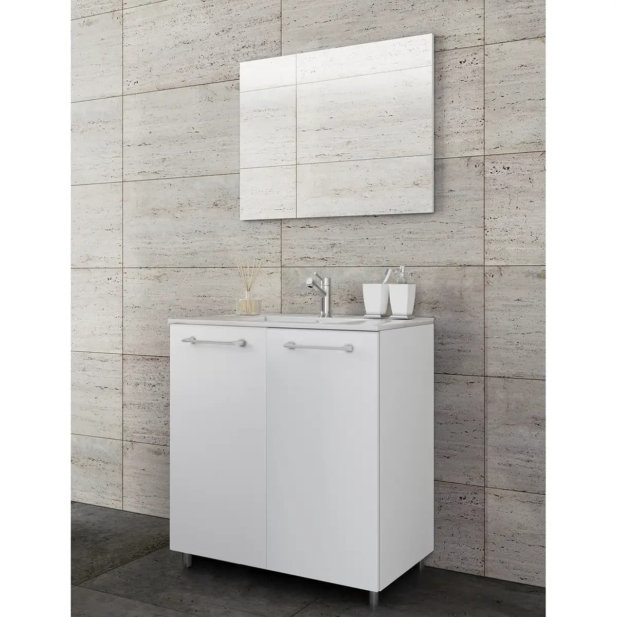 Badezimmerset Melville V 3-teilig 80cm Weiß/Weiß | Weiß