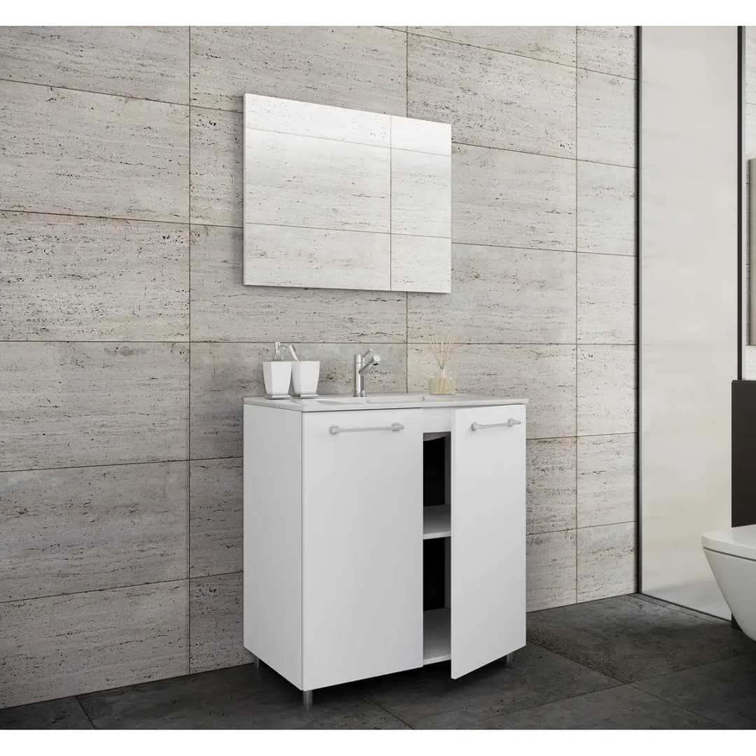Badezimmerset Melville V 3-teilig 80cm Weiß/Weiß | Weiß