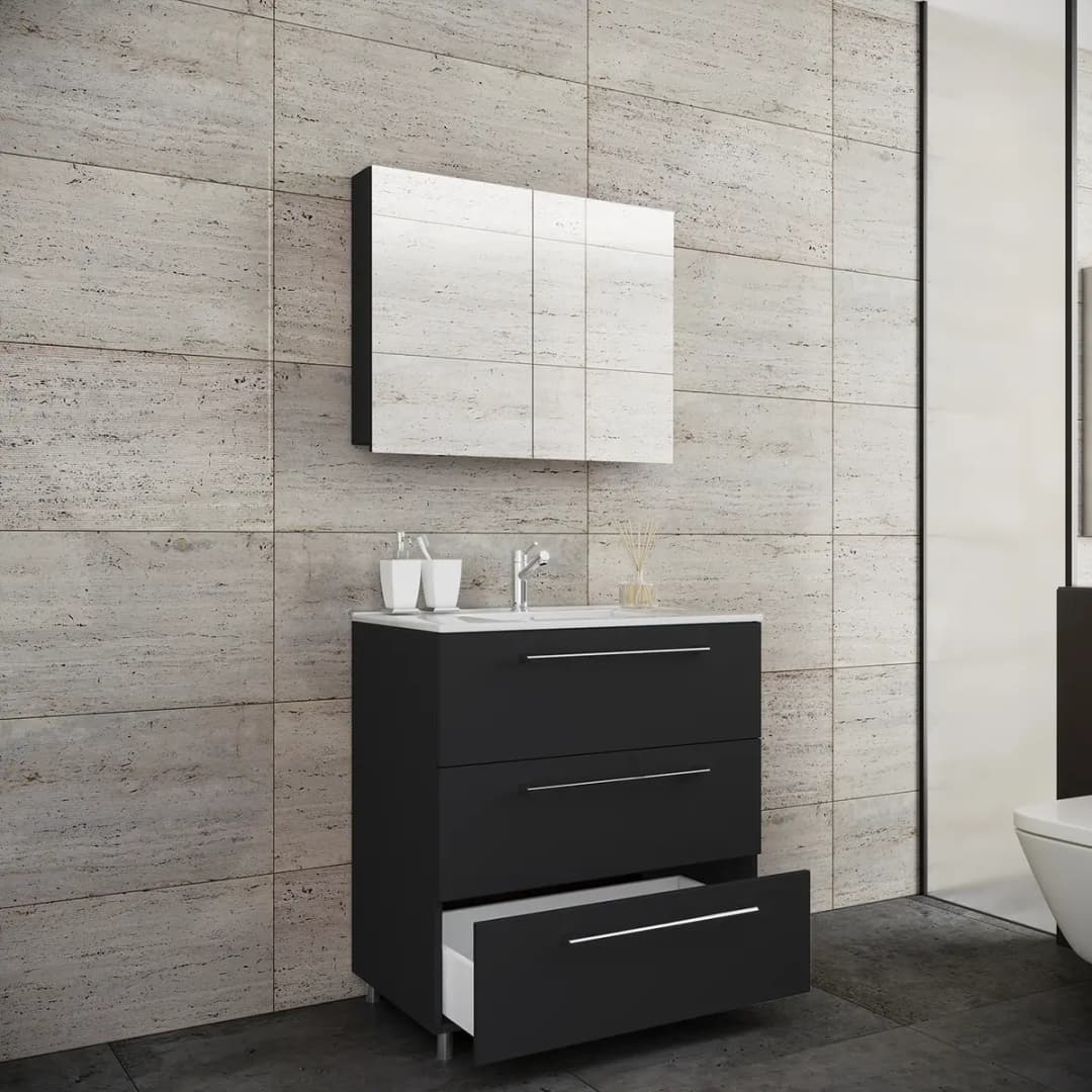 Badezimmerset Melville IV 3-teilig 60cm | Schwarz