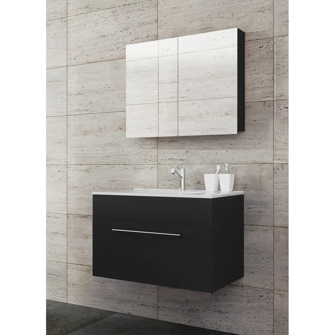 Badezimmerset Melville II 3-teilig 80cm Schwarz/Schwarz