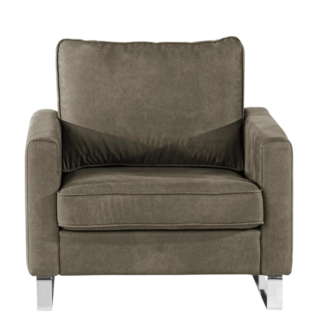 home24 Sessel Grau/Dunkelbraun Microfaser Bice | Braun