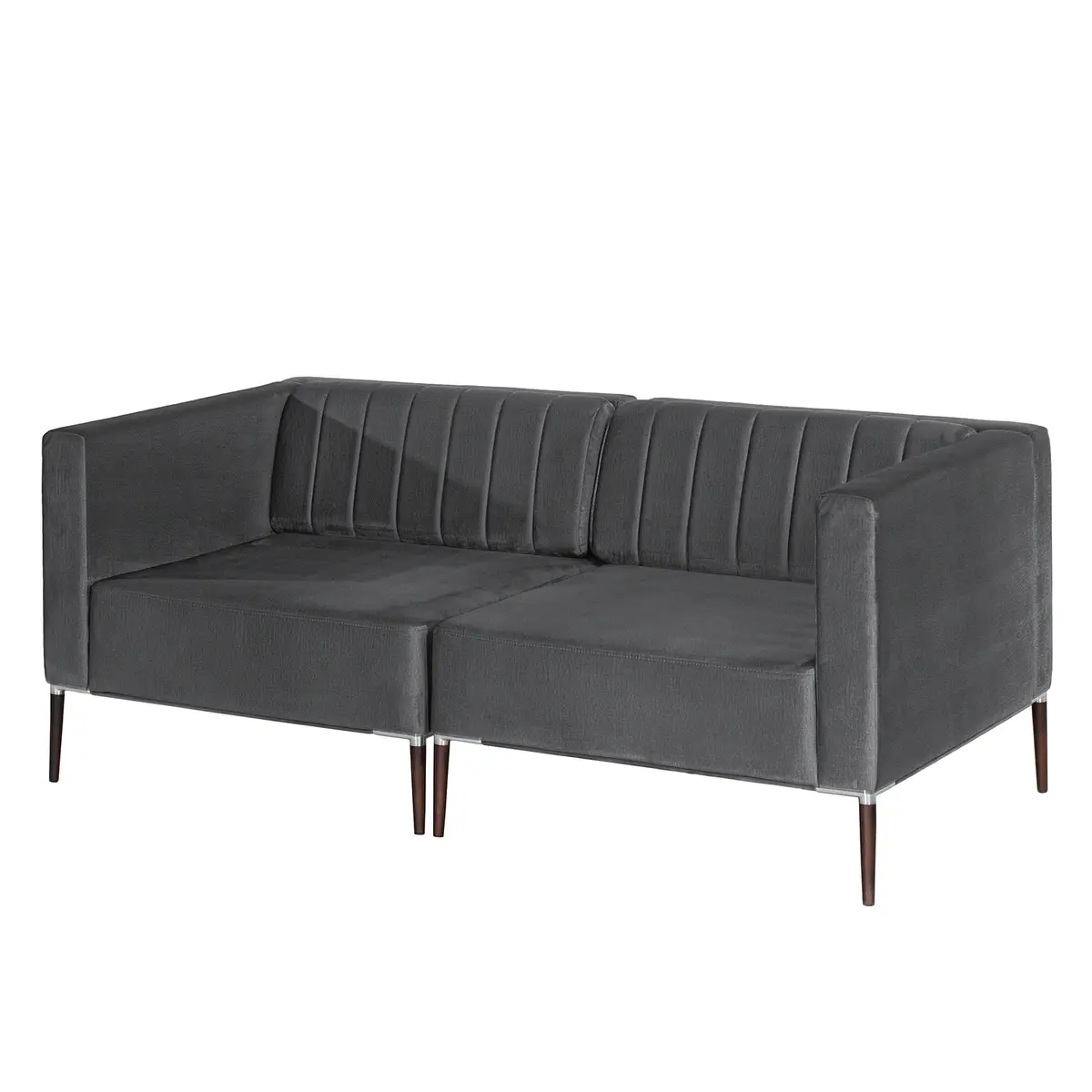 Sofa Luparo I 2,5-Sitzer Grau/Schwarz Samt Onoli | Grau