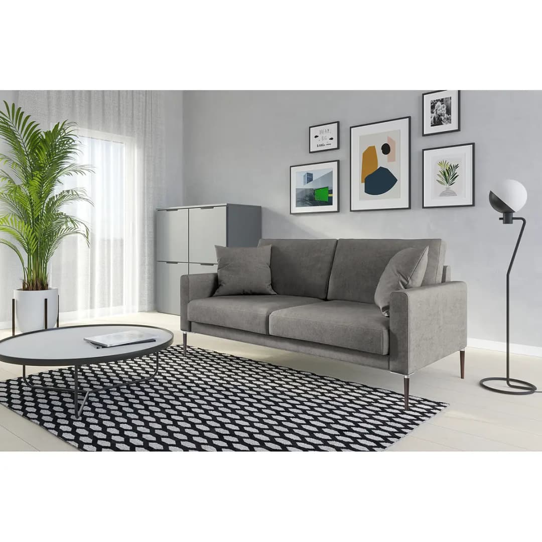 2,5-Sitzer Sofa Grau/Lichtgrau Samt Ravi | Grau