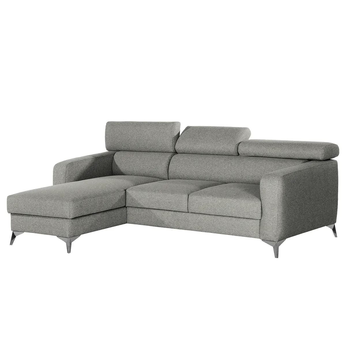 Ecksofa mit Longchair Grau/Grau Webstoff Voer | Grau