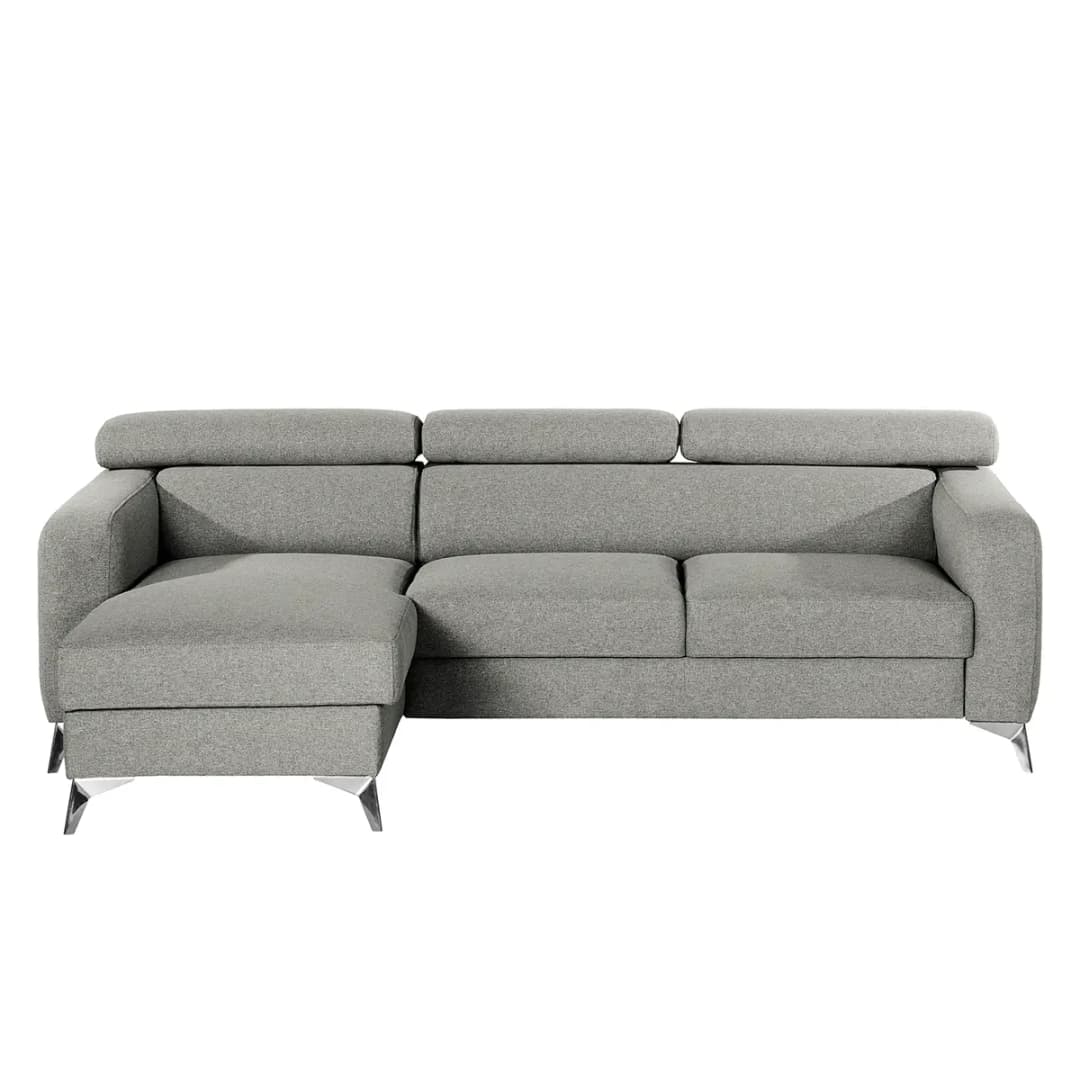 Ecksofa mit Longchair Grau/Grau Webstoff Voer | Grau