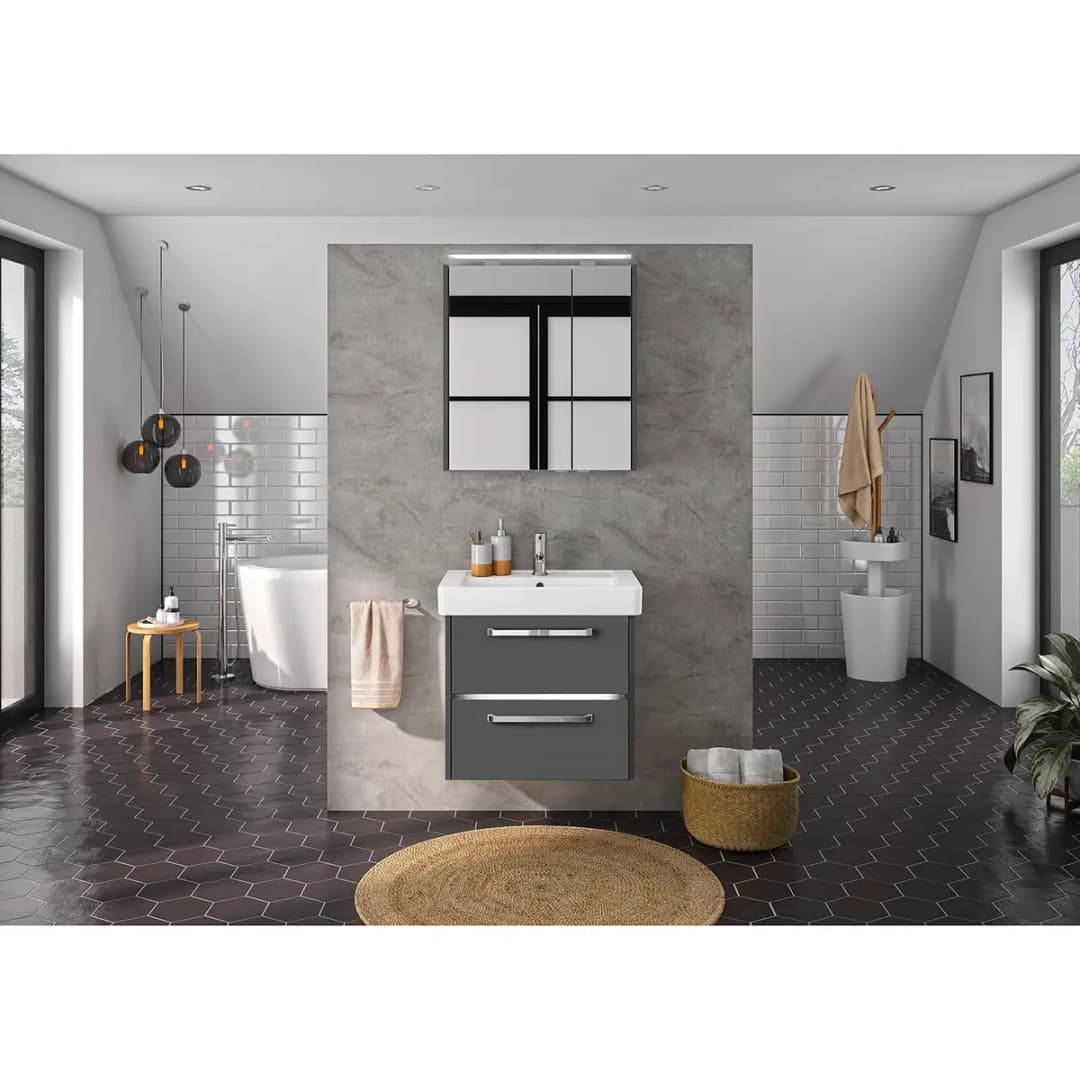 Badezimmerset 3050 II 2-teilig 65cm Grau/Matt Grau | Grau