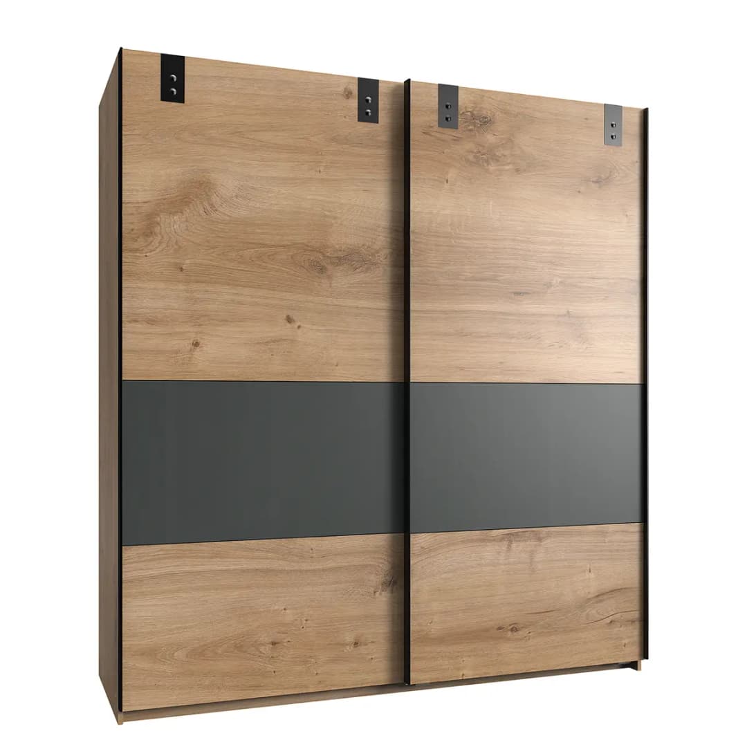 Schwebetürenschrank 180cm Braun/Grau | Braun