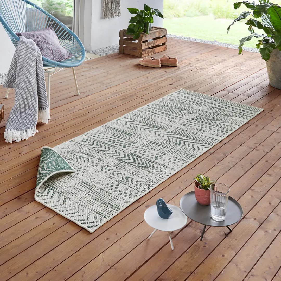 Läufer Biri 80 x 350cm Beige/Türkisgrün | Beige