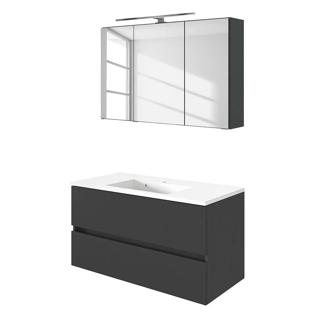 Badezimmerset Tira 2-teilig 100cm Grau/Matt Grau | Grau