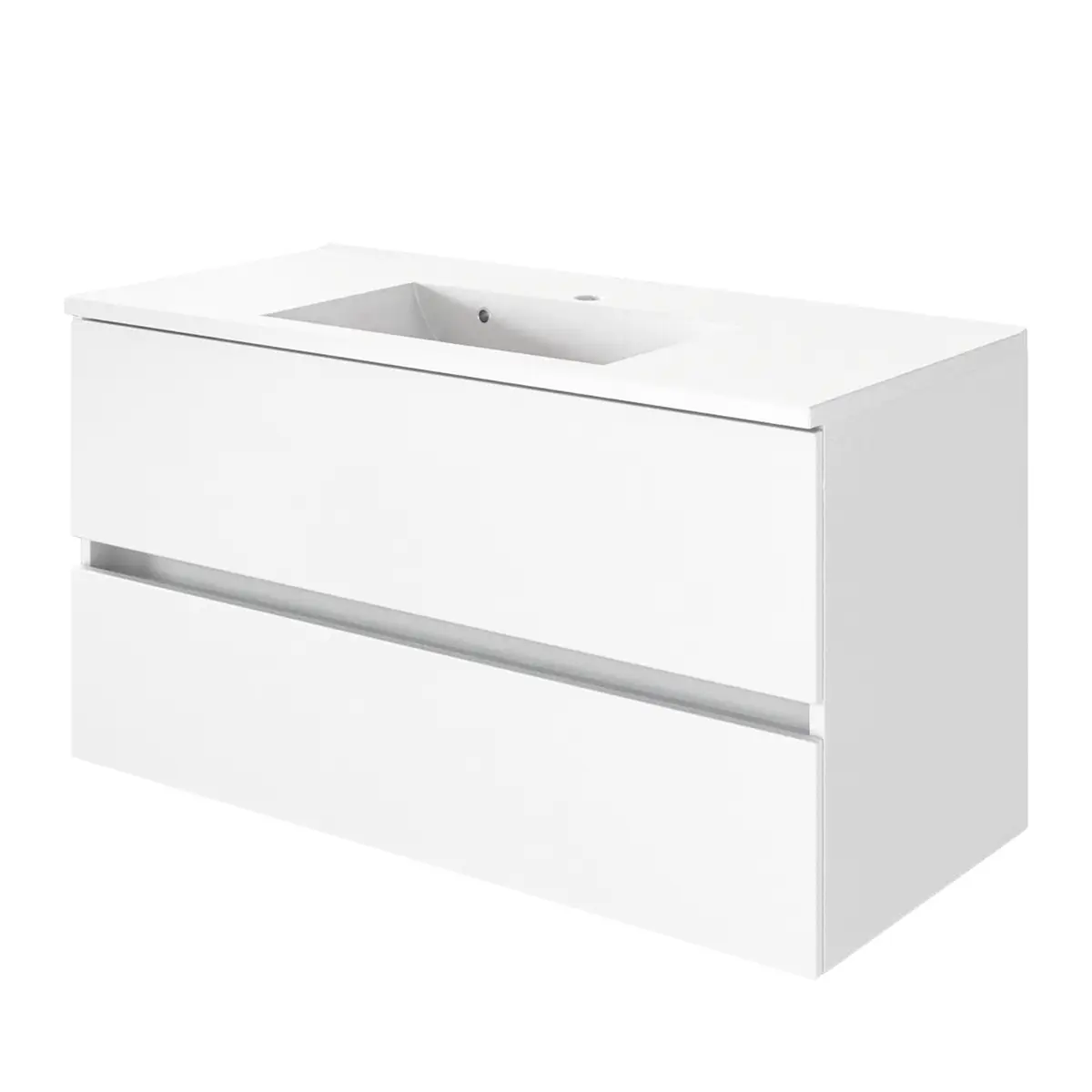 Badezimmerset Tira 2-teilig 100cm Weiß/Matt Weiß | Weiß