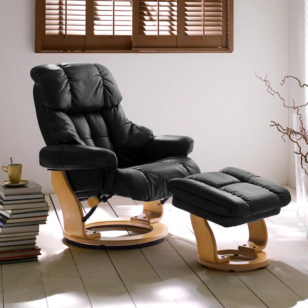 Relaxsessel mit Hocker | Schwarz