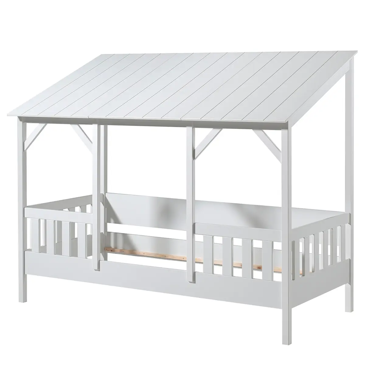 Hausbett 90 x 200cm Weiß/Weiß Kein Bettkasten | Weiß