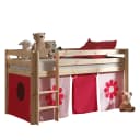 Spielbett Pink Flower 90 x 200cm Beige/Kiefer Natur mit Leiter