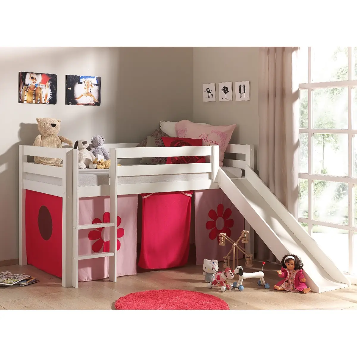 Spielbett Pink Flower | Weiß