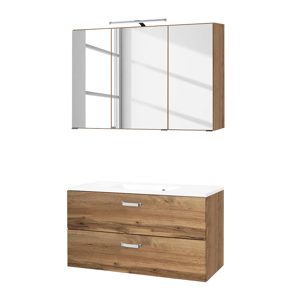 Badezimmerset 2-teilig 100cm Braun/Wotaneiche Dekor | Braun