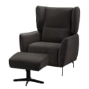 Sessel Lehi Grau/Grau Samt mit Hocker | Grau