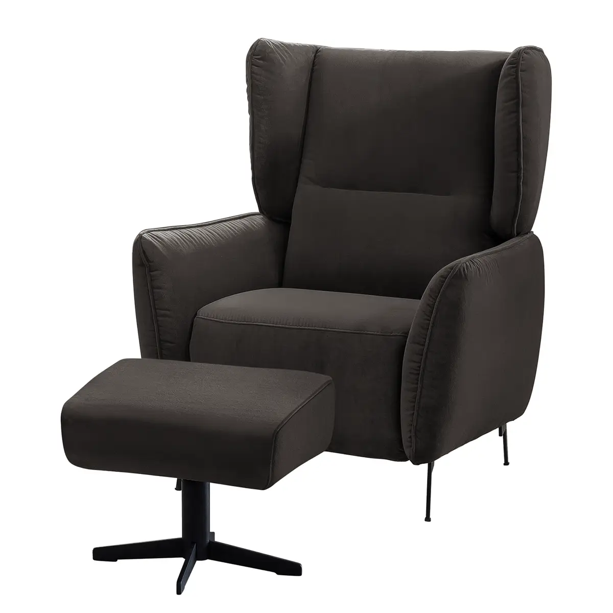 Sessel Lehi Grau/Grau Samt mit Hocker | Grau