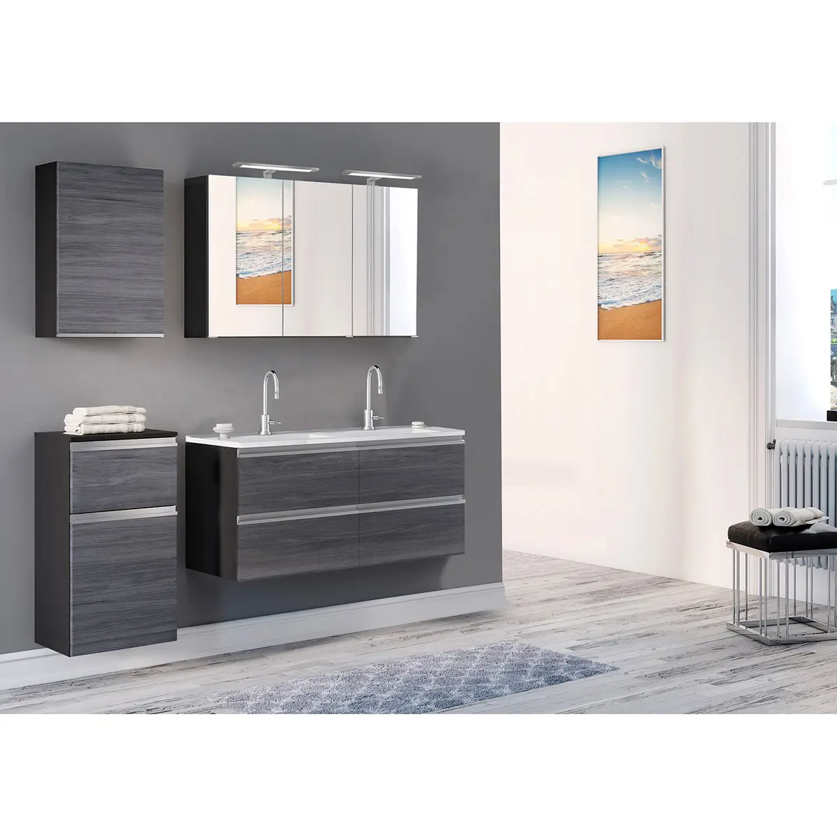 Spiegelschrank 120cm Grau/Graphit | Grau